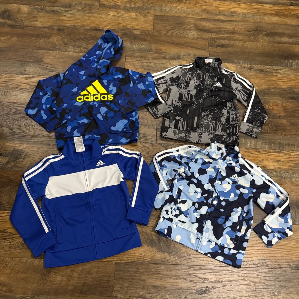 Adidas Toddler Boys Track Jacket Hoodie Lot Size 4 Camo Blue Activewear Bundle‎